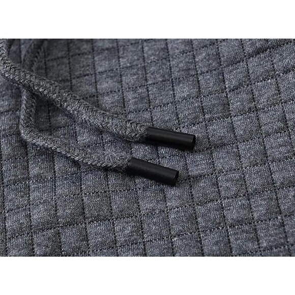 Men's Dark Grey Pullover Hoodies Long Sleeve Draw String Hooded Sweat Shirt - Picture 4 of 6